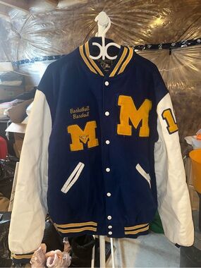 Holloway Navy and Gold Varsity Jacket Collar Detail